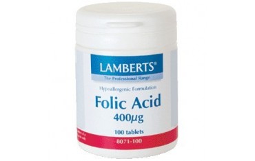 Acido fólico 400 µg 100 tabletas Lamberts