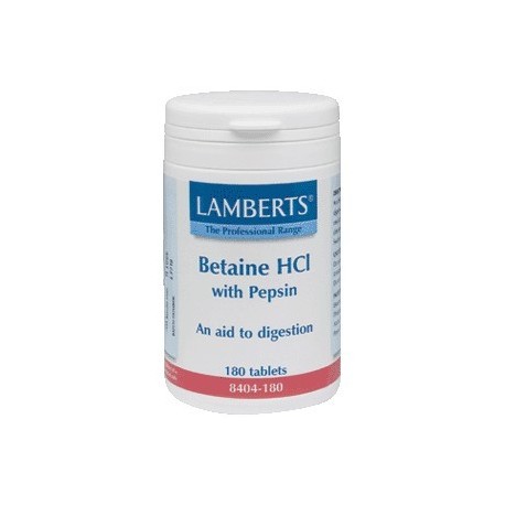 Betaína HCI 324 / Pepsina 5 mg 180 tabletas Lamberts