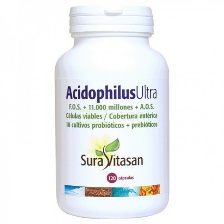 Acidophilus Ultra 11.000 millones por cápsula 30 cápsulas + F.O.S + A.O.S Sura Vitasan