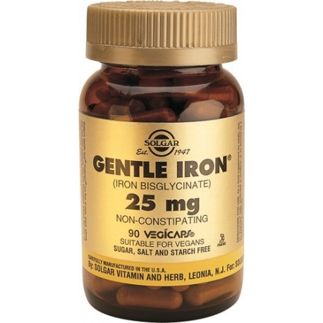 Gentle Iron (hierro bisglicinato) 20 mg 90 cápsulas vegetales Solgar