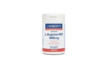 L-Arginina HCI 1000 mg 90 tabletas Lamberts